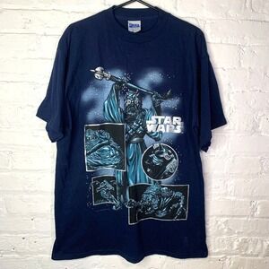 Vintage Star Wars T Shirt Size XL 1997 Tusken‎ Raider Jabba Blue Tee Lucasfilm